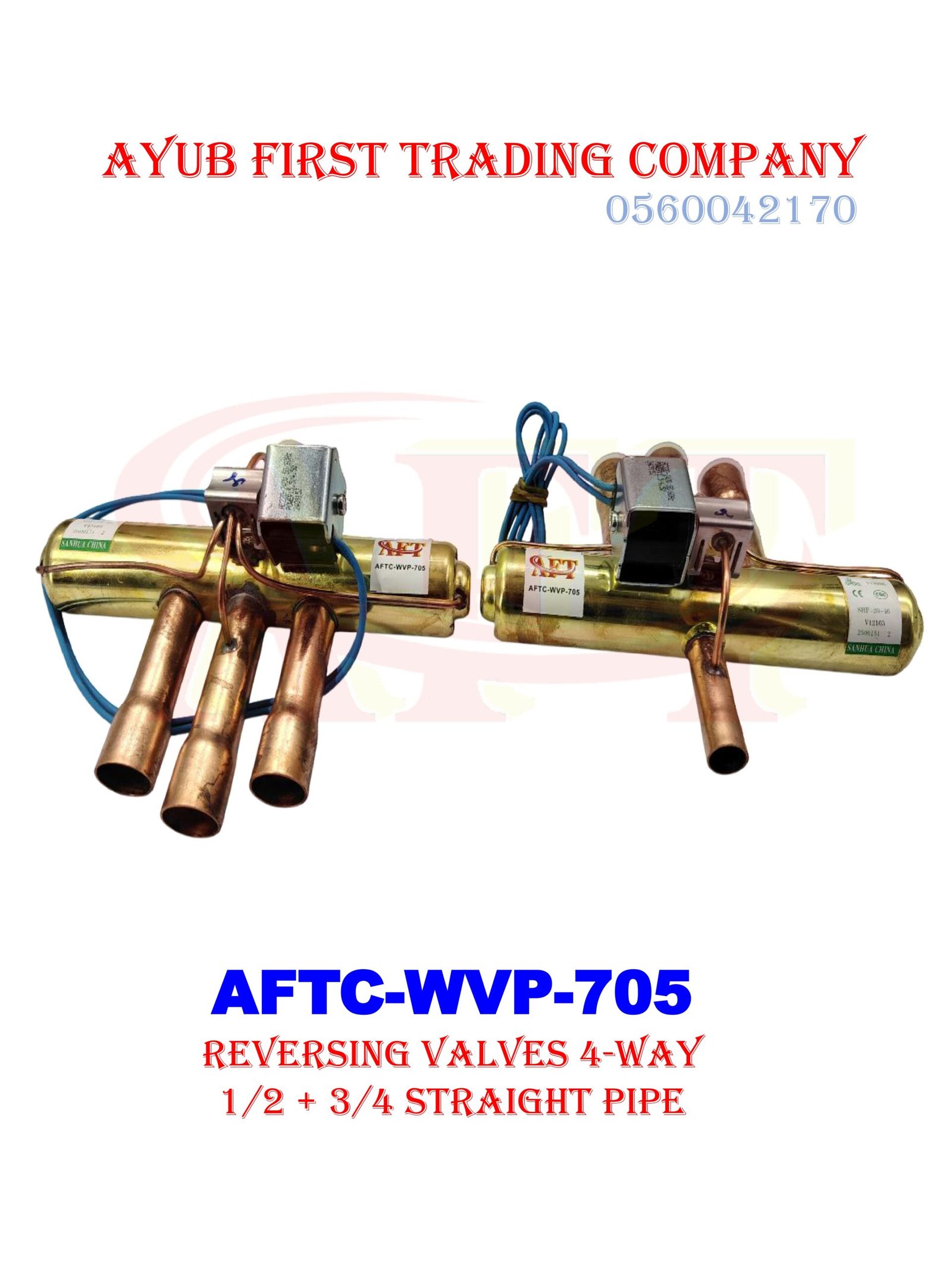AFTC-WVP-705 REVERSING VALVES 4-WAY 1/2 + 3/4 STRAIGHT PIPE SET: AFTC-WVP-705 - Image 1