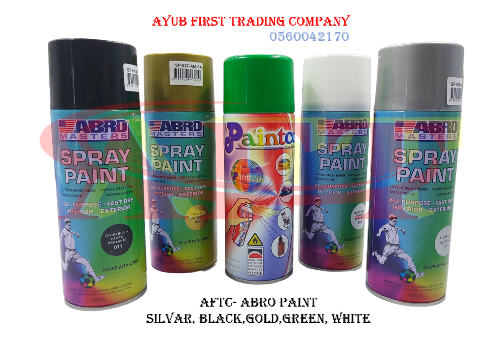 AFTC- abro paint Silvar, black,gold,green, white BLACK,GOLD,GREEN, WHITE SET: AFTC- ABRO PAINT SILVAR - Image 1